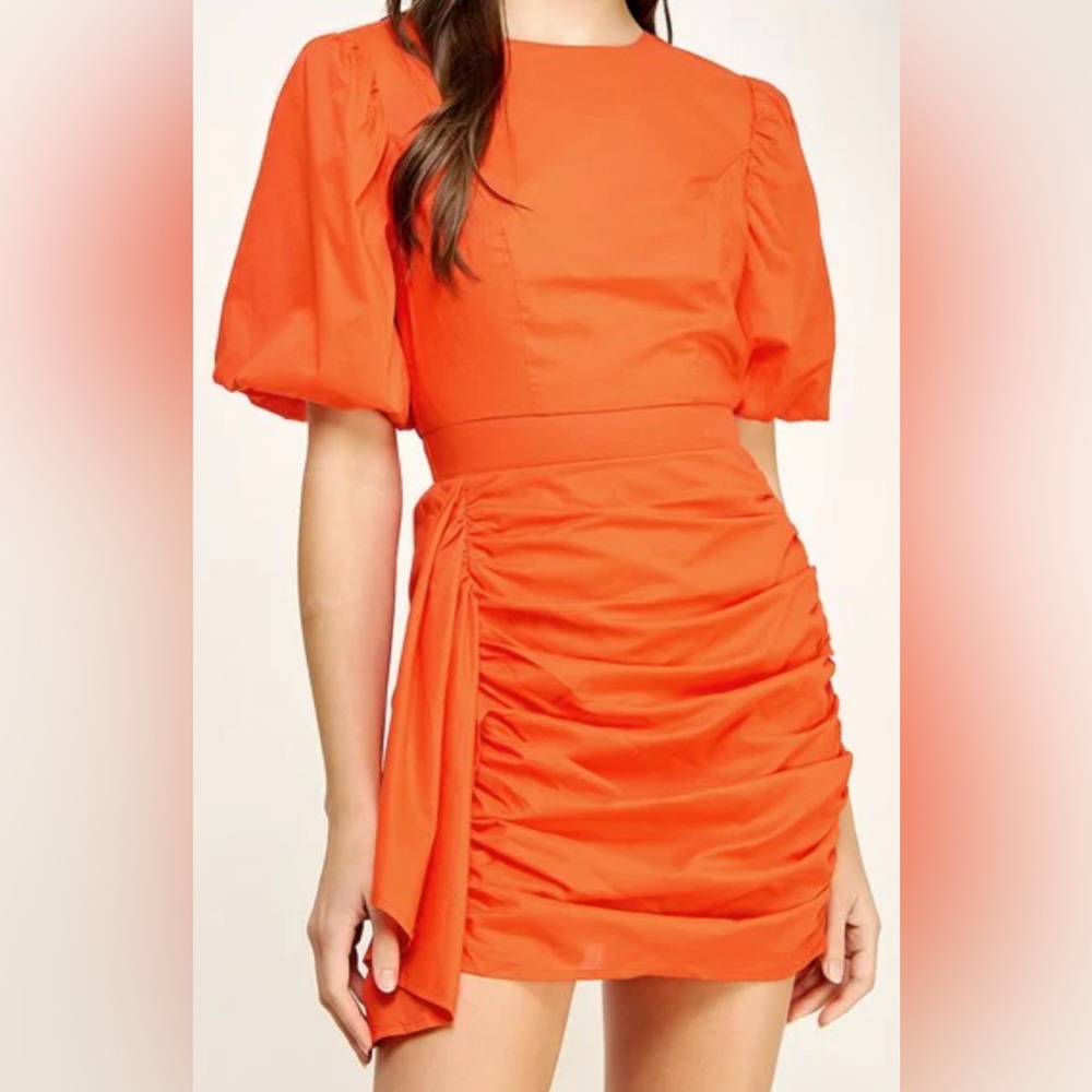 Vibrant Orange Asymmetrical Dress